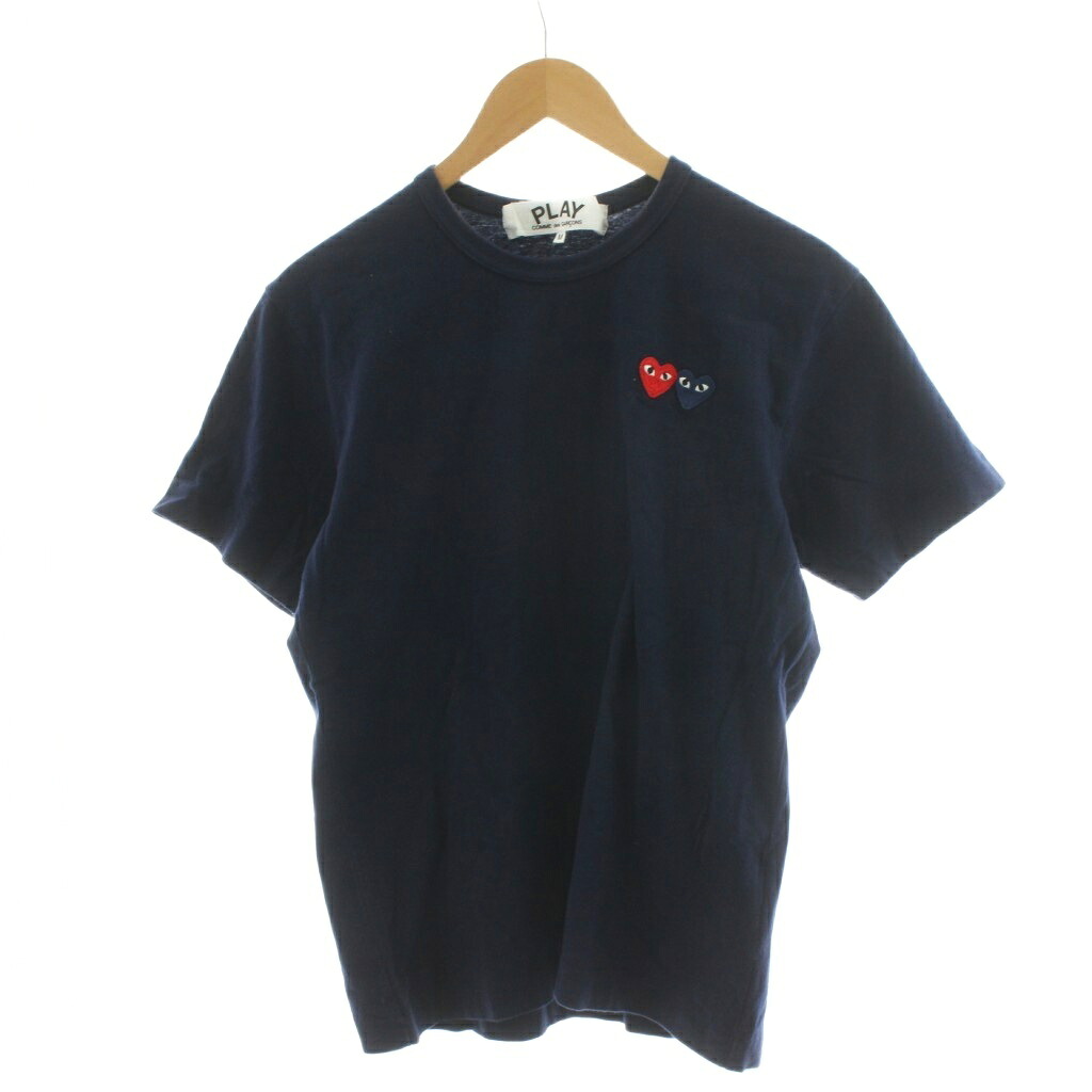 【中古】プレイコムデギャルソン PLAY COMME des GARCONS AD2022 T-SHIRT WITH DOUBLE HEART NAVY Tシャツ カットソー ロゴ M 紺 ネイビー AZ-T226 /AN27 メンズ 【ベクトル 古着】 251222