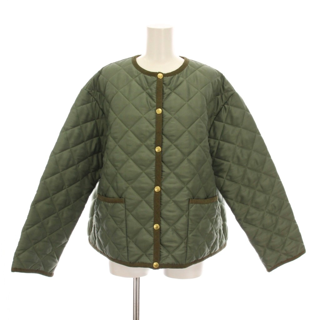 【中古】トラディショナルウェザーウェア Traditional Weatherwear 24AW ARKLEY A-LINE キルティングジャケット 中綿 ノーカラー アウター 34 カーキ L242APQCO0384AA /YM レディース 【ベクトル 古着】 251220
