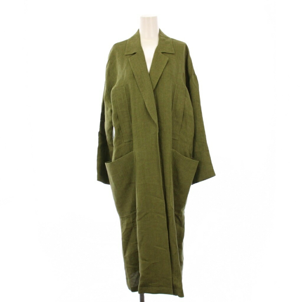 【中古】マックスマーラステュディオ Max Mara Studio ダスターコート チェスターコート アウター ロング リネン 36 カーキ 612101216 /KH レディース 【ベクトル 古着】 251225