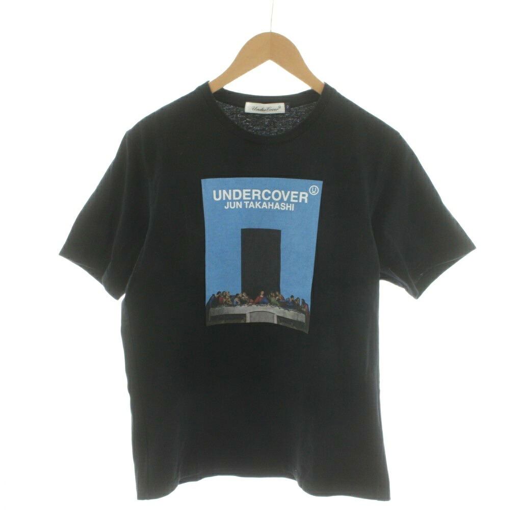 【中古】アンダーカバー UNDERCOVER 最後の晩餐 Tシャツ カットソー 半袖 ロゴ プリント 2 黒 ブラック 青 ブルー /AN55 メンズ 【ベクトル 古着】 260112