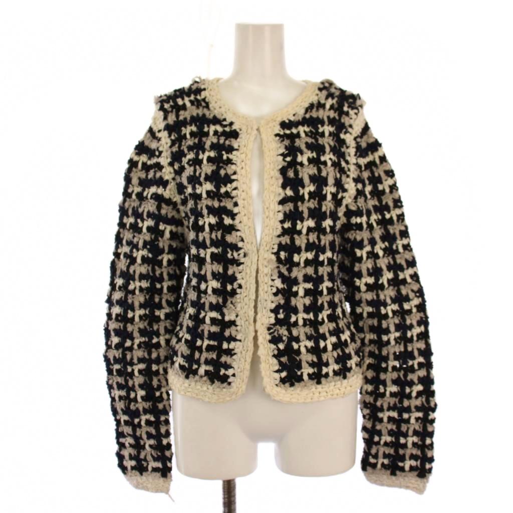 【中古】クラネ CLANE 24SS VINTAGE TAPE HAND KNIT CARDIGAN カーディガン 長袖 2 白 黒 16106-2012 /BM ▲H レディース 【ベクトル 古着】 260108