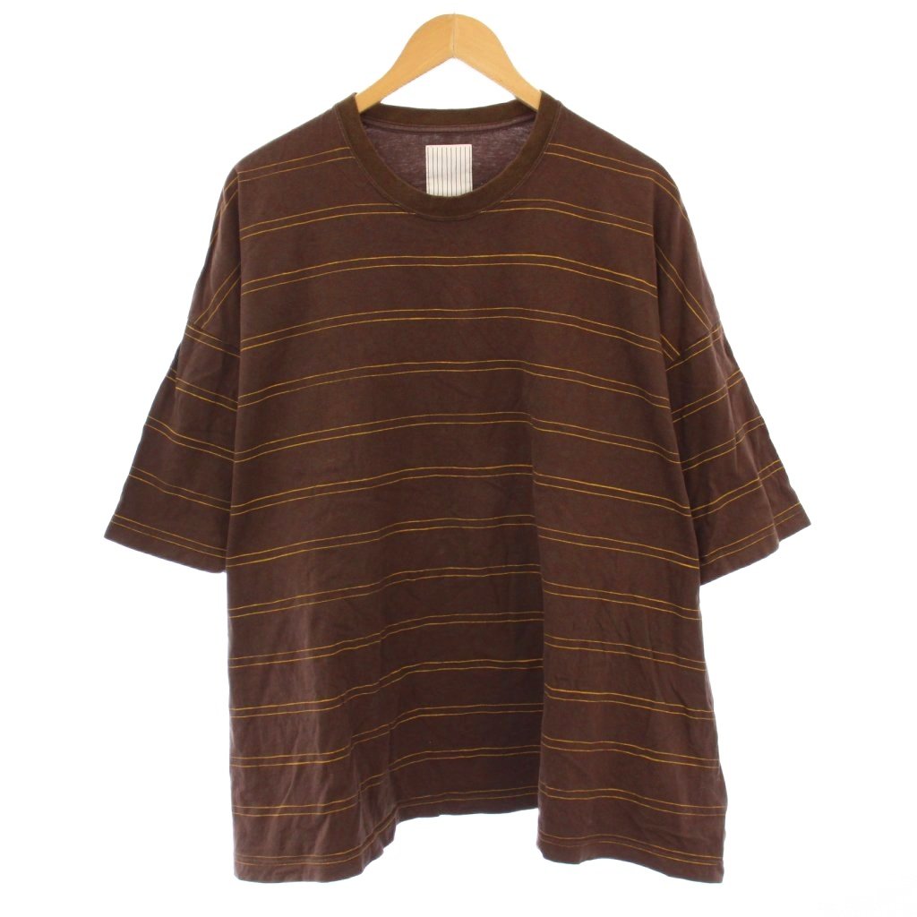【中古】エスエフシー S.F.C Tシャツ 半袖 クルーネック バイカラー ボーダー柄 XL 茶 ブラウン 黄色 イエロー /BB メンズ 【ベクトル 古着】 260106
