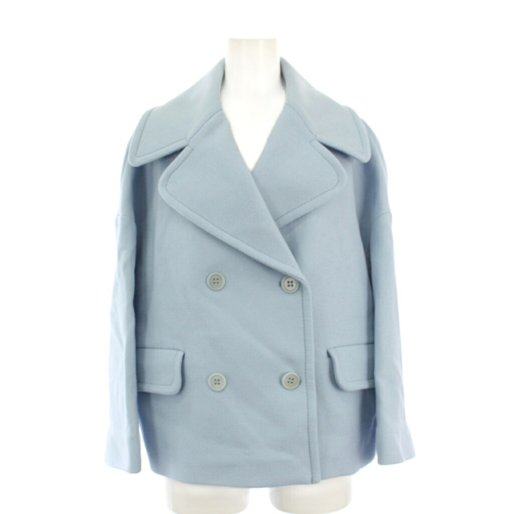 【中古】レッド ヴァレンティノ RED VALENTINO ダブルブレストウールショートコート Pコート ピーコート 38 水色 1R3CIE8069T /KH レディース 【ベクトル 古着】 260114