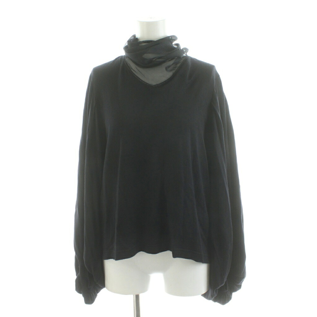 【中古】カラー kolor ニット カットソー 長袖 ハーフジップ シースル シアー ウール 1 黒 ブラック 22WCL-T02203 /AN52 レディース 【ベクトル 古着】 260109｜ブランド古着ベクトルプレミアム店