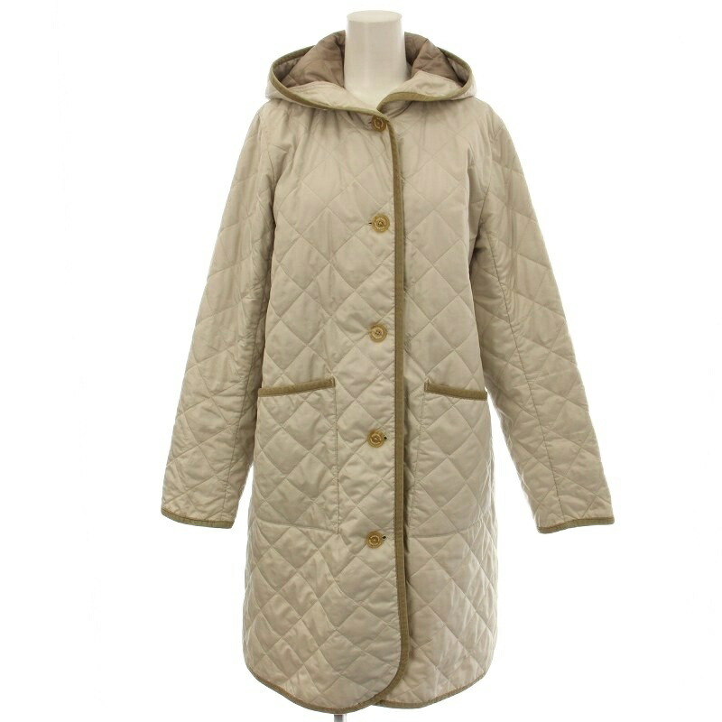【中古】マッキントッシュフィロソフィー MACKINTOSH PHILOSOPHY キルティングコート フード ロング コート 38 ベージュ H5A03-630-03 /☆G レディース 【ベクトル 古着】 260108