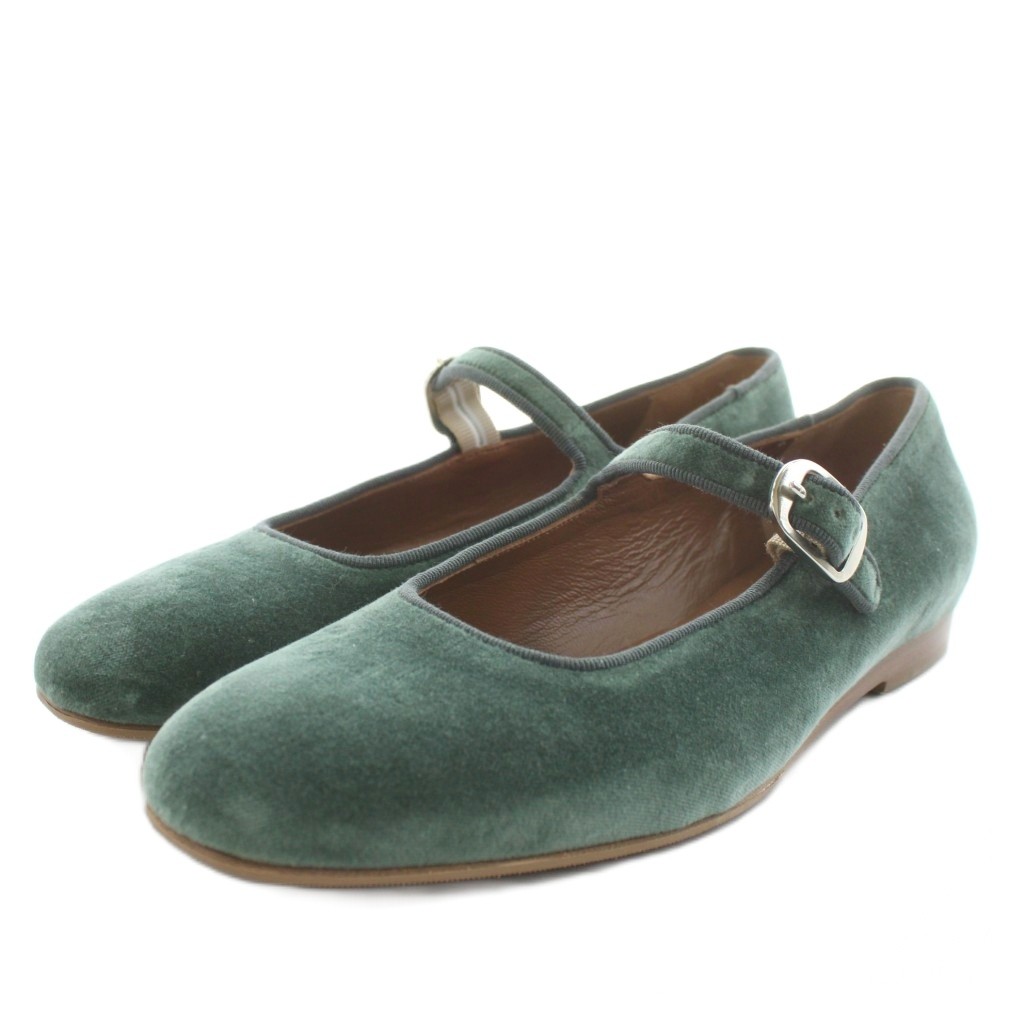 【中古】ル モンド ベリル LE MONDE BERYL バレエシューズ ラウンドトゥ ベロア 37 緑 グリーン /AN13 レディース 【ベクトル 古着】 260114