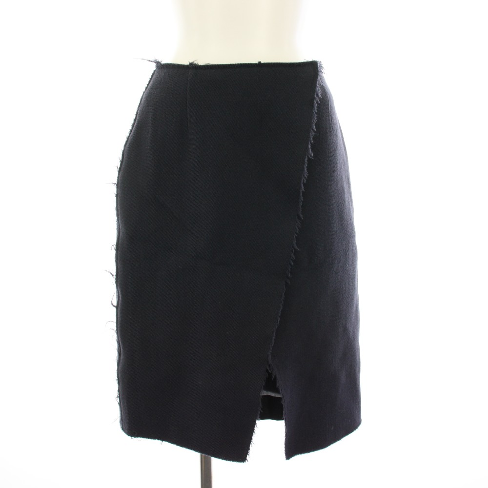 【中古】メゾンマルジェラ 4 Maison Margiela 4 マルタンマルジェラ 18AW インサイドアウトラップスカート 巻きスカート ひざ丈 フレア 絹 シルク混 40 紺 ネイビー S51MA0329 /YT レディース 【ベクトル 古着】 260122