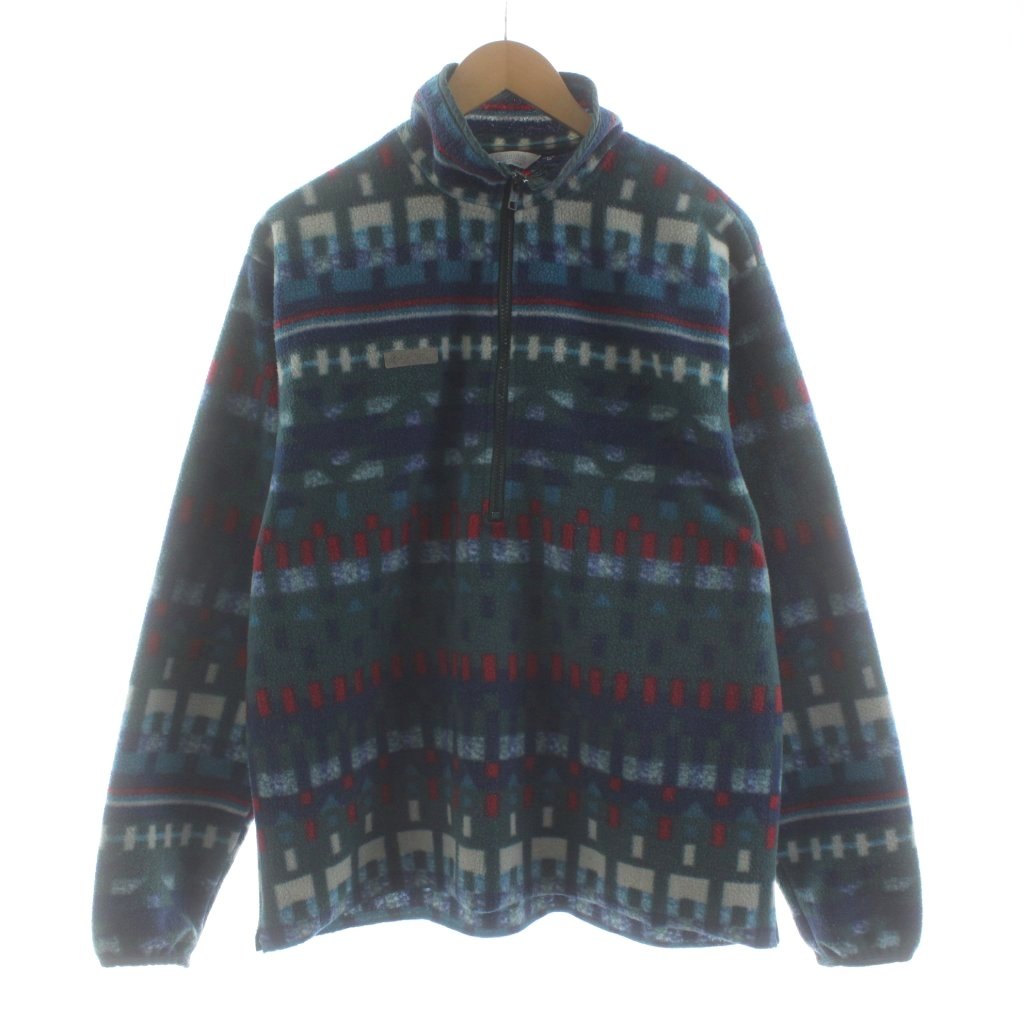【中古】コロンビア Columbia 90s USA製 ヴィンテージ フリーストップス トレーナー 長袖 ハーフジップ アズテック柄 M 緑 グリーン 紺 ネイビー /KU メンズ 【ベクトル 古着】 260114｜ブランド古着ベクトルプレミアム店 8,400円