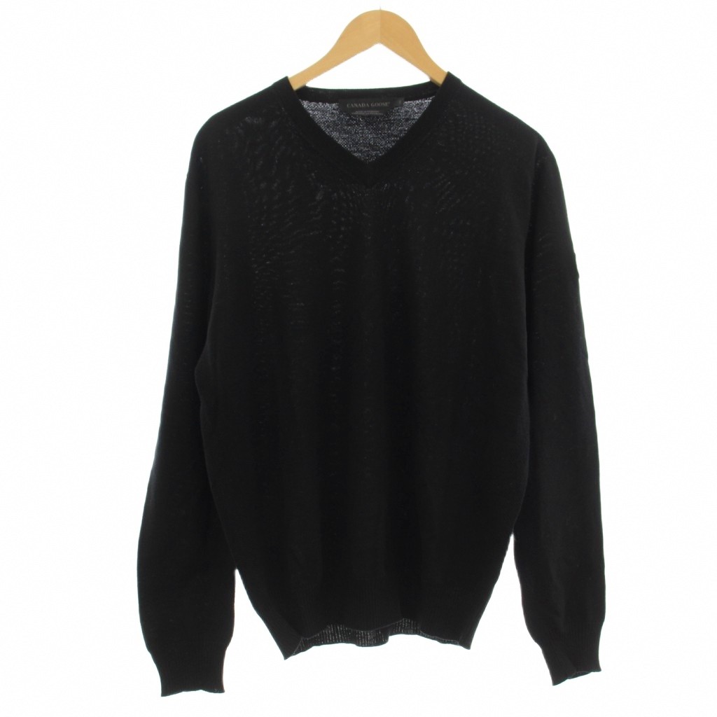 【中古】カナダグース CANADA GOOSE Livorno V Neck Vのど首編み物 プルオーバー 長袖 L 黒 6982M /KH メンズ 【ベクター 古着】 260123