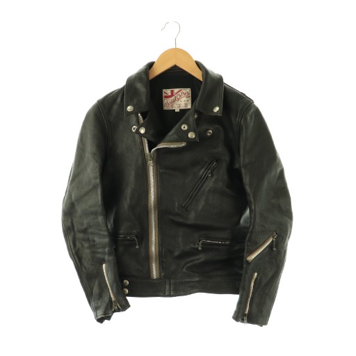 【中古】アディクトクローズ ADDICT CLOTHES カウレザー ダブル ライダースジャケット ジップアップ 34 黒 ブラック /NR メンズ 【ベクトル 古着】 260120｜ブランド古着ベクトルプレミアム店