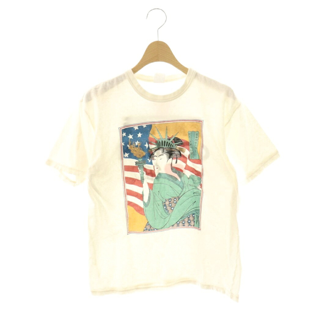【中古】フリーホイーラーズ FREEWHEELERS Power wear Tシャツ カットソー 半袖 プリント M オフホワイト マルチカラー /DF メンズ 【ベクトル 古着】 260120