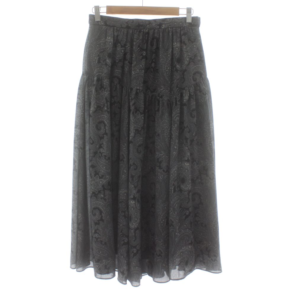 【中古】23区 オンワード樫山 24AW Ratti ペイズリープリント ティアード スカート フレア ロング マキシ 38 グレー SKWOCW0515 /KU レディース 【ベクトル 古着】 260120