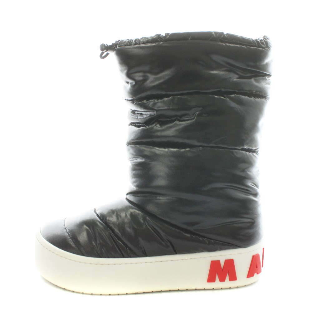 【中古】マルニ MARNI パファー スノーブーツ ショートブーツ ロゴ 37 黒 ブラック /AN47 レディース 【ベクトル 古着】 260122