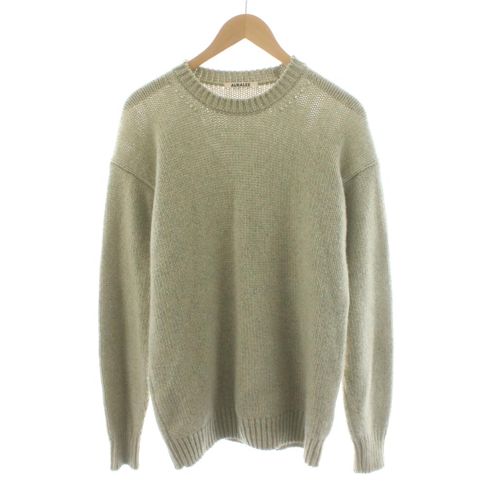 【中古】オーラリー AURALEE 20AW CAMEL WOOL MIX KNIT P/O ニット セーター 長袖 ウール キャメル混 3 緑 グリーン A20AP02CW /AN6 メンズ 【ベクトル 古着】 260122