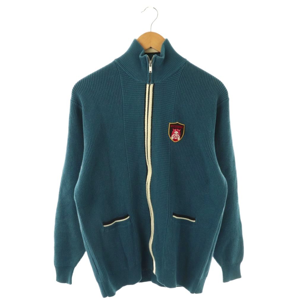 【中古】ヒステリック Hysteric 02231ND03 HYSTERIC ワッペン トラックジャケット ニットブルゾン リネン混 L ネイビーブルー 黒 白 /ES レディース 【ベクトル 古着】 260123