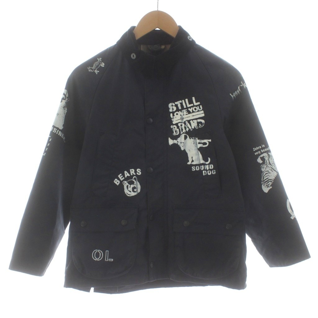 【中古】バブアー Barbour beautiful people CHILDRENS CLASSIC BEDALE ステンカラージャケット コーデュロイカラー アニマルプリント ジップアップ 男の子 150cm 紺 ネイビー 1102044 /KU キッズ 【ベクトル 古着】 260123