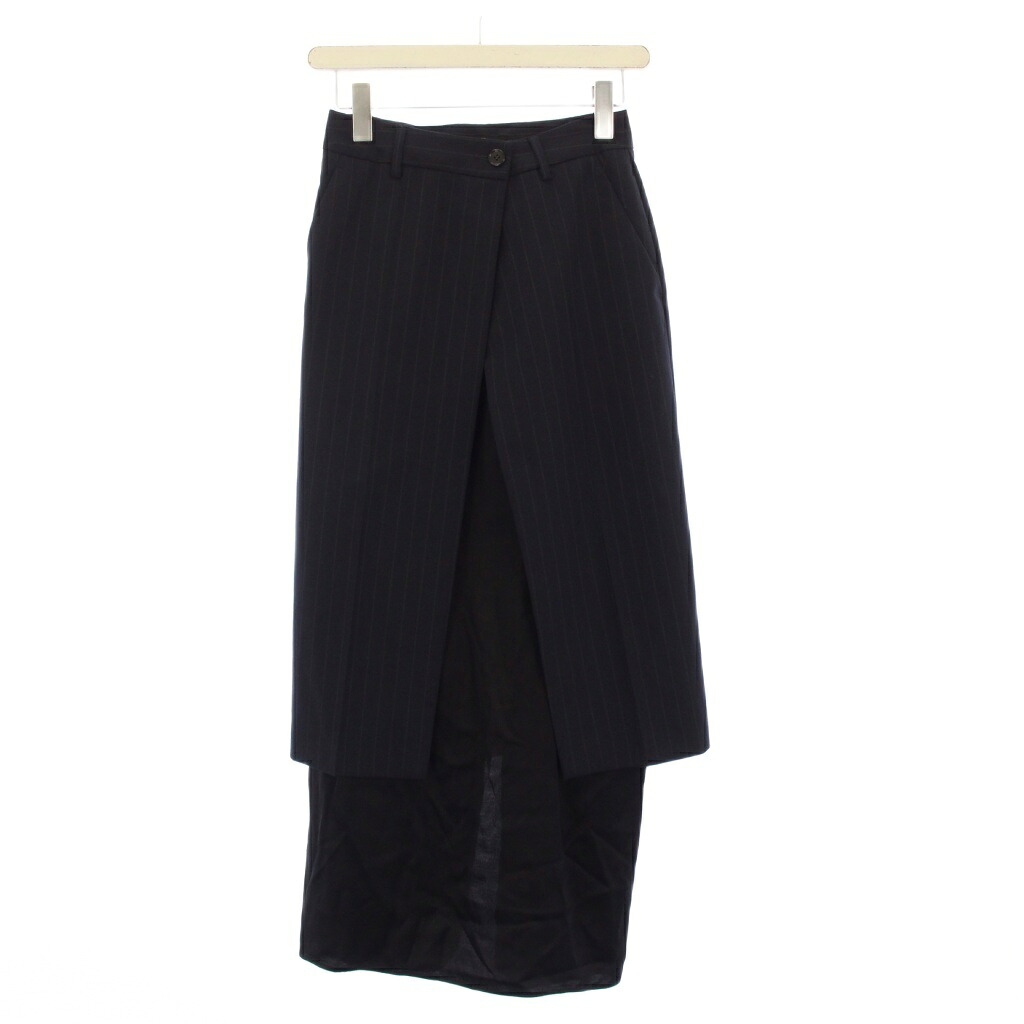 【中古】エムエムシックス メゾンマルジェラ MM6 Maison Margiela ラップスカート ロング タイト ストライプ 36 紺 S62MA0051 /KH レディース 【ベクトル 古着】 260129|ブランド古着ベクトルプレミアム店