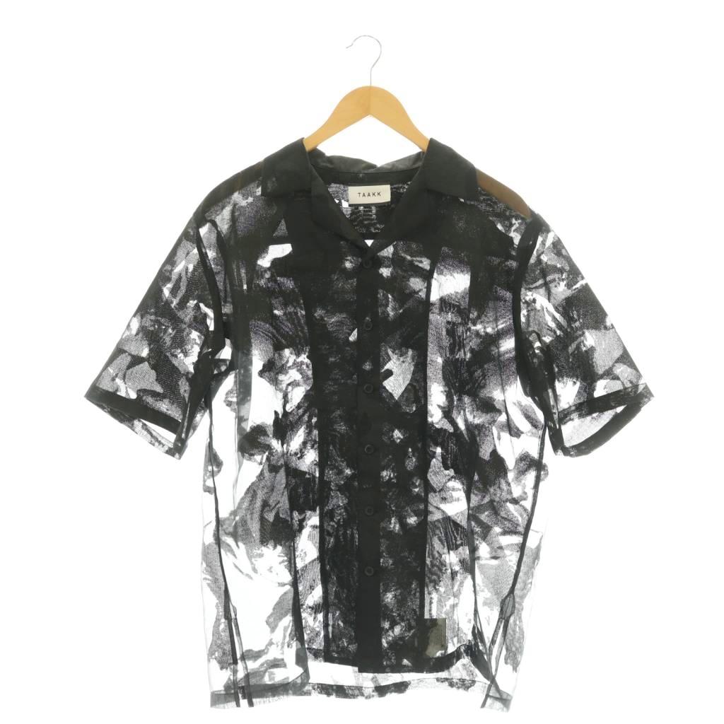 【中古】TAAKK タークTRANSPARENT FLOWER OPEN COLLAR SHIRTS シアーシャツ 2 黒 TA23SS-SH036 /CX メンズ 【ベクトル 古着】 260128