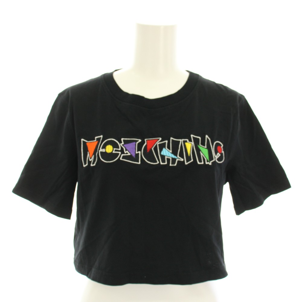 【中古】モスキーノ MOSCHINO ジオメトリックロゴクロップドTシャツ Geometric Logo cropped T-shirt カットソー クルーネック 半袖 ロゴ刺繍 I38 黒 ブラック KB7228204 /YT レディース 【ベクトル 古着】 260126 5,184円