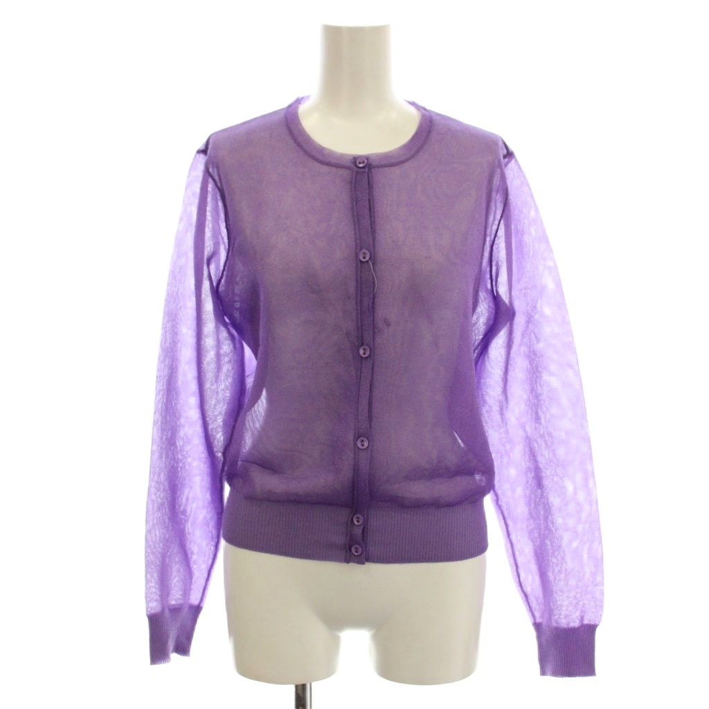 【中古】ダブルスタンダードクロージング ダブスタ DOUBLE STANDARD CLOTHING 24SS シースルー ニット カーディガン 長袖 38 紫 パープル 0209-080-242B /☆G レディース 【ベクトル 古着】 260127