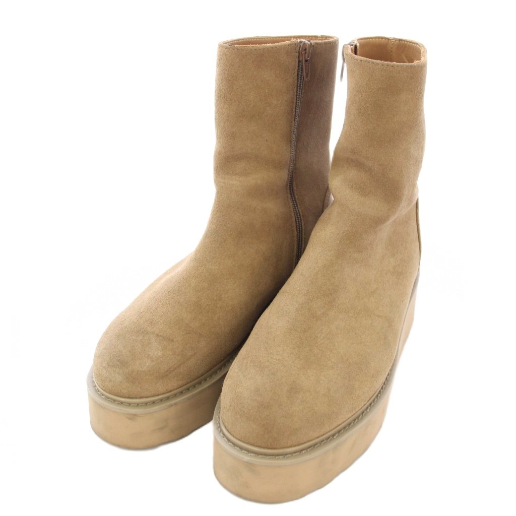 【中古】カミナンド caminando 24AW MIDDLE BOOTS ショートブーツ スエード 厚底 9 ベージュ 24093510002930 /TK レディース 【ベクトル 古着】 260130|ブランド古着ベクトルプレミアム店