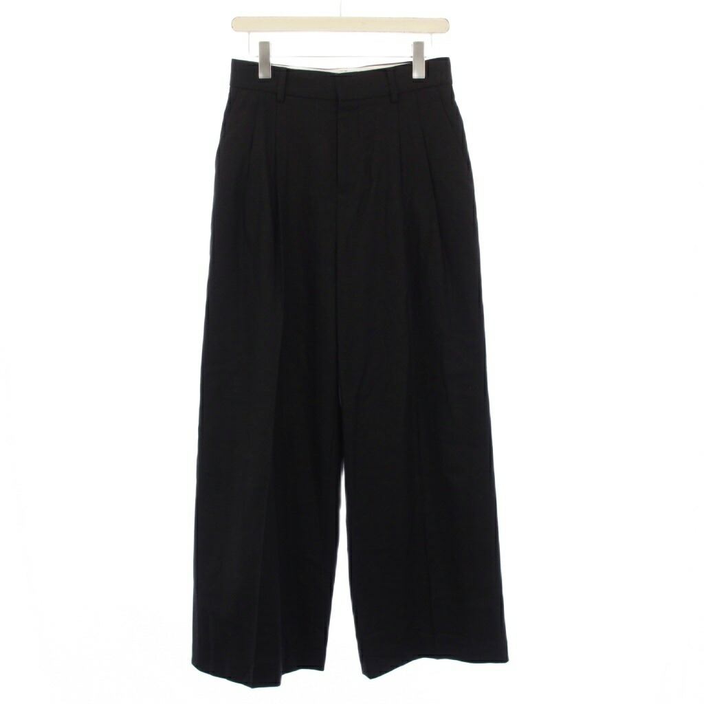 【中古】ドゥーズィエムクラス DEUXIEME CLASSE エブリデイアイライク EVERYDAY I LIKE 23AW FLANNEL TUCK PANTS フレアタックパンツ ワイド ウール 38 黒 23030586820030 /KH レディース 【ベクトル 古着】 260129