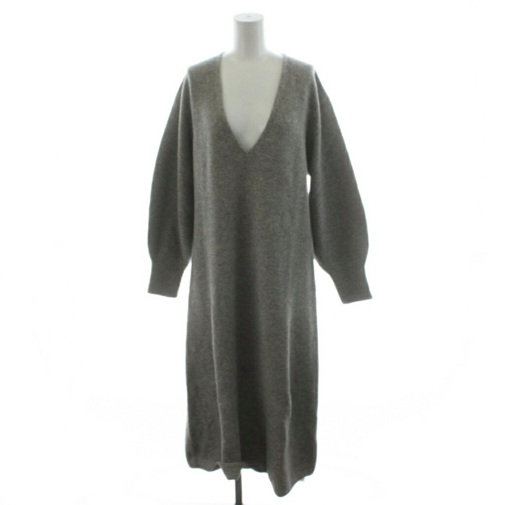 【中古】プラージュ Plage ワンピース ロング 長袖 Vネック ウール カシミヤ混 36 グレー 22040922532040 /AN17 レディース 【ベクトル 古着】 260130