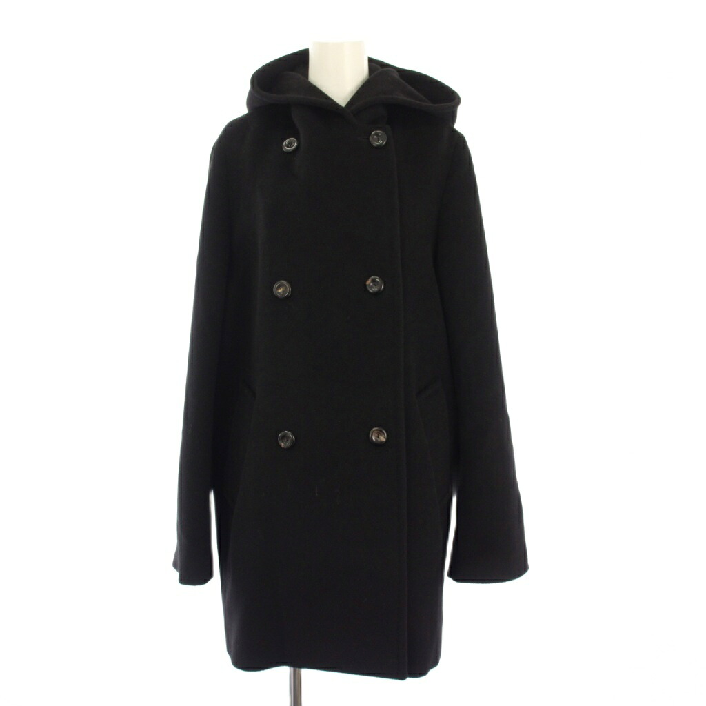 【中古】マックスマーラ MAX MARA フーディコート アウター 真っただ中丈 ダブル 40 黒 60861193 /KH レディース 【ベクター 古着】 260129