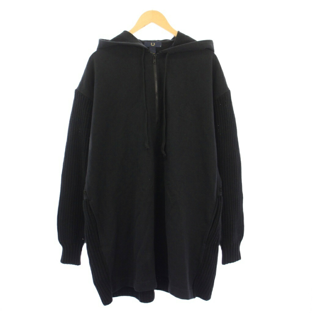 【中古】グラウンドワイ ヨウジヤマモト GroundY FRED PERRY 20SS ニットコンビハーフジップロングパーカー 長袖 M 黒 GN-K05-851 /KH メンズ 【ベクトル 古着】 260129