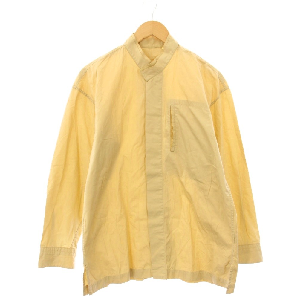 【中古】イッセイミヤケメン ISSEY MIYAKE MEN 80’s 筆タグ 2510oki h カジュアルシャツ 長袖 スタンドカラー ワンカラー 無地 M ベージュ /BB メンズ 【ベクトル 古着】 260203