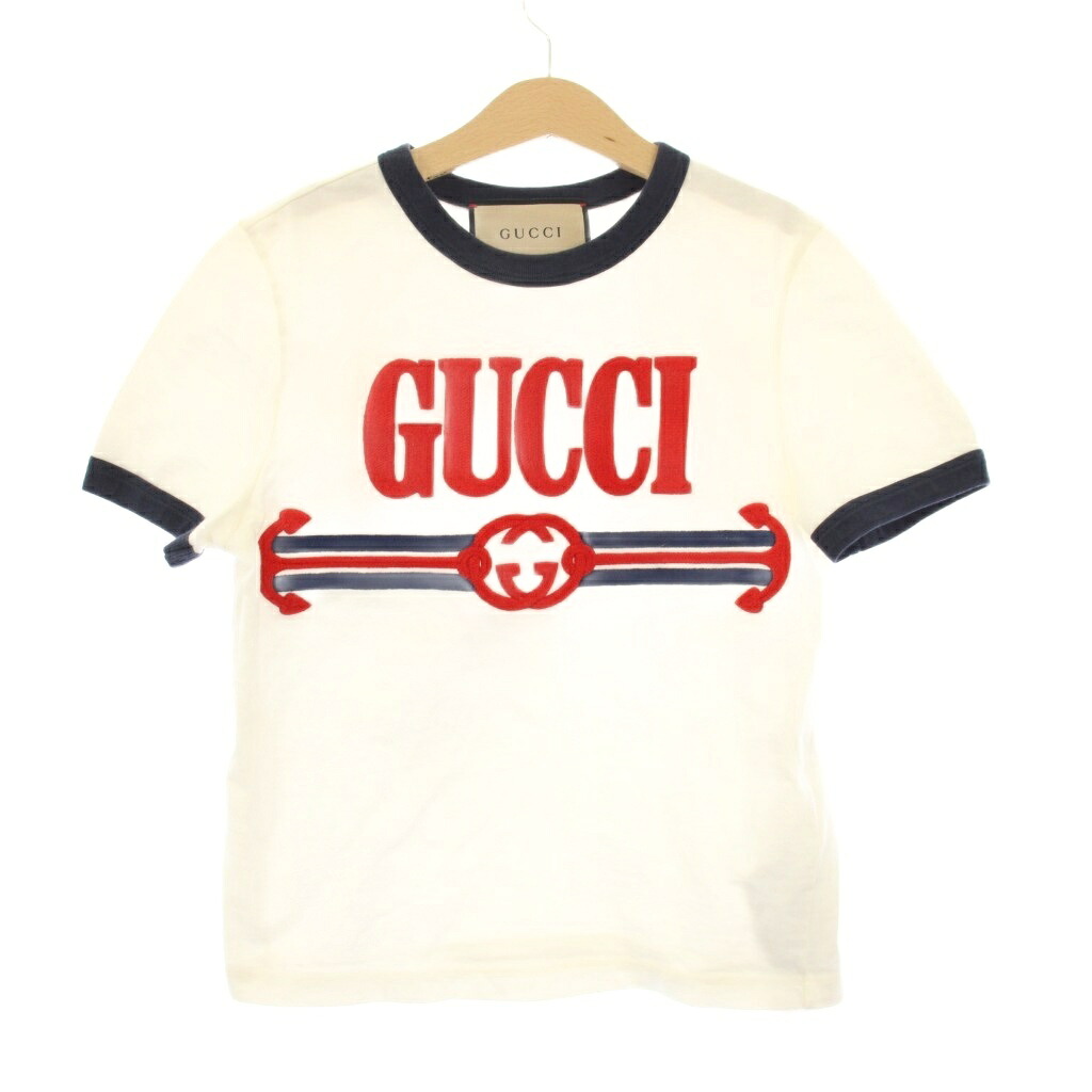 【中古】グッチ GUCCI リンガーティーシャツ カットソー 半袖 刺しゅう XXS 白 723566 /KH レディース 【ベクター 古着】 260206