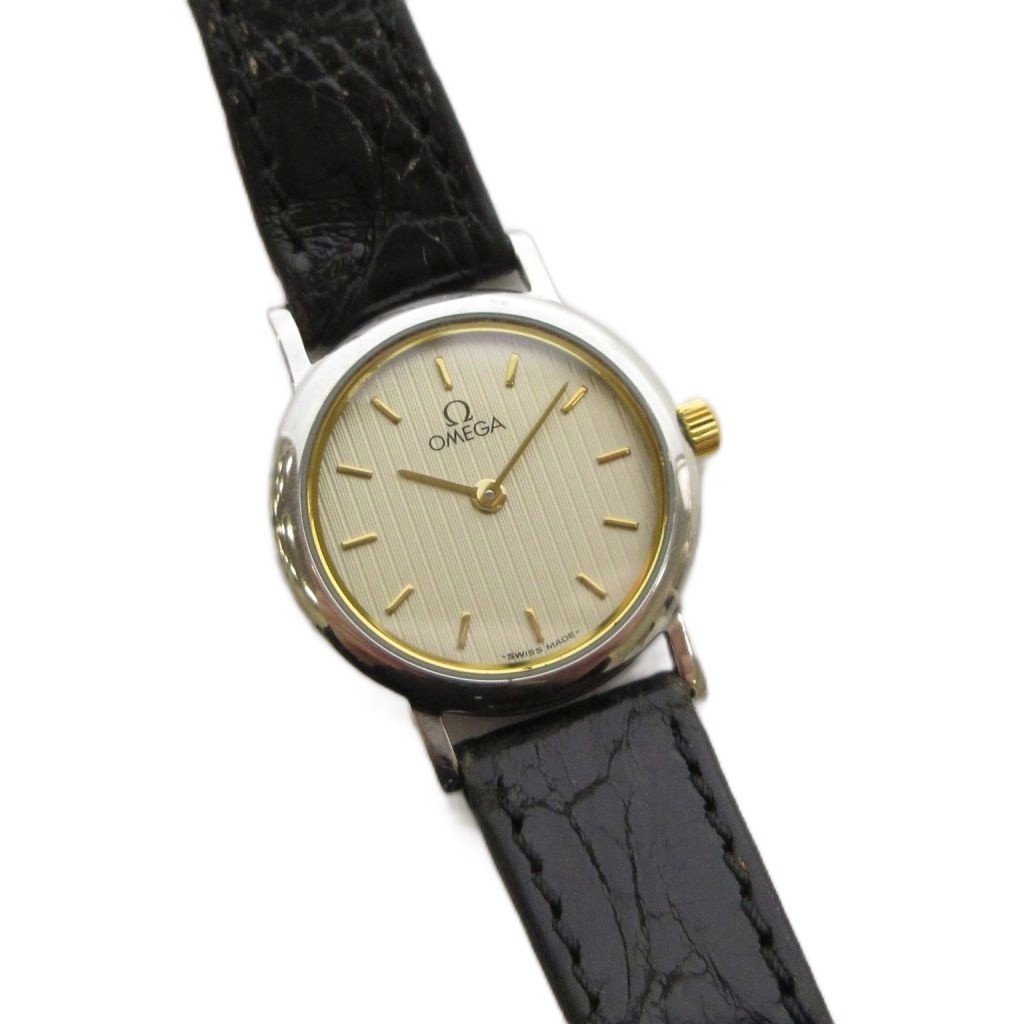 【中古】ゼロ OMEGA De ville ウオッチ 石英 ジャンク品 黒 しろがね色色つや /KH レディース 【ベクター 古着】 260421