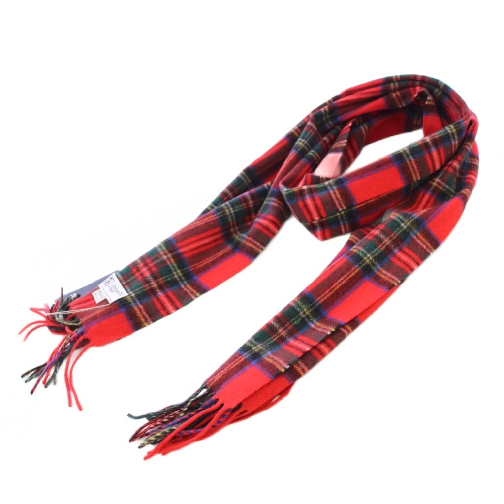 【中古】未使用品 ジョンストンズオブエルガン Johnstons of Elgin マフラー フリンジ チェック柄 カシミヤ 赤 レッド タグ付き /BB レディース 【ベクトル 古着】 260205