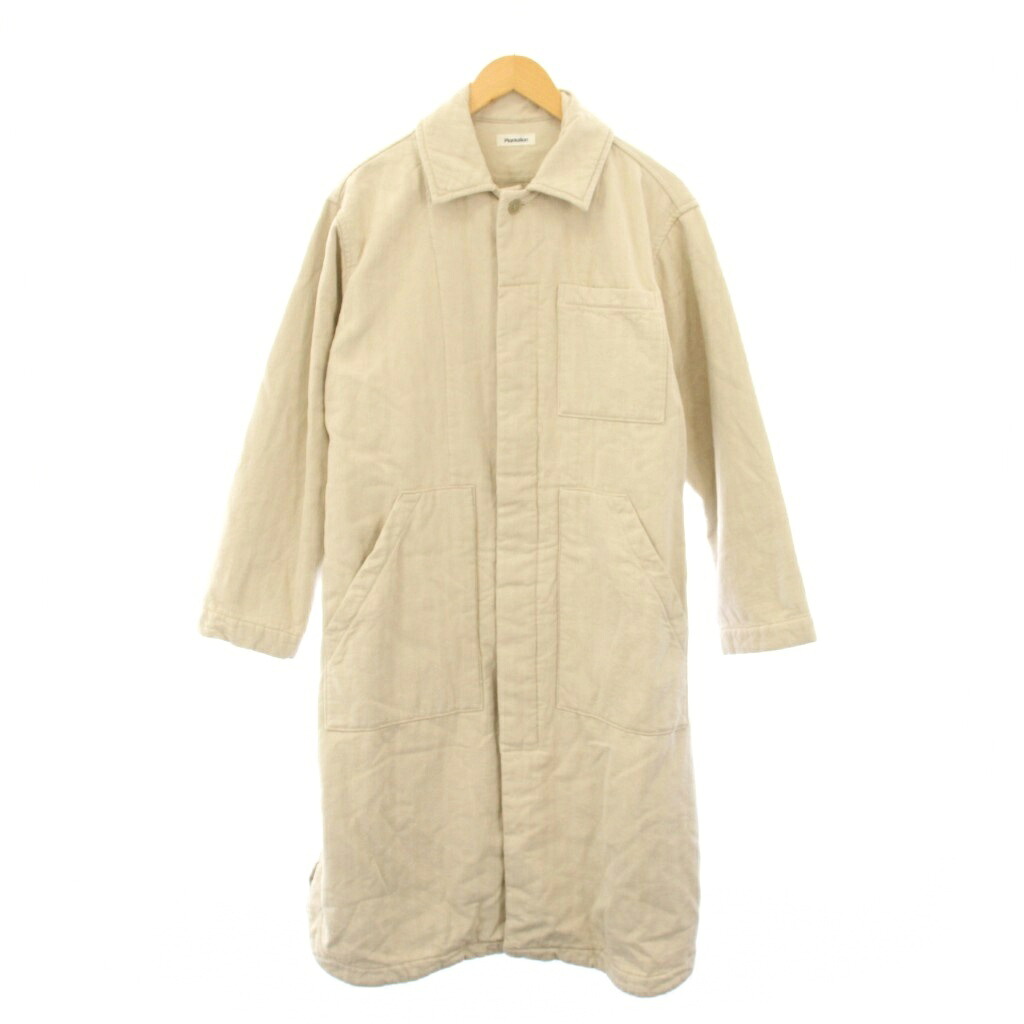 【中古】プランテーション plantation BIZEN BRUSH ヘリンボーン ステンカラーコート アウター ロング丈 ワンカラー 裏起毛 ウール混 M ベージュ PL23FA918 /BB メンズ 【ベクトル 古着】 260204