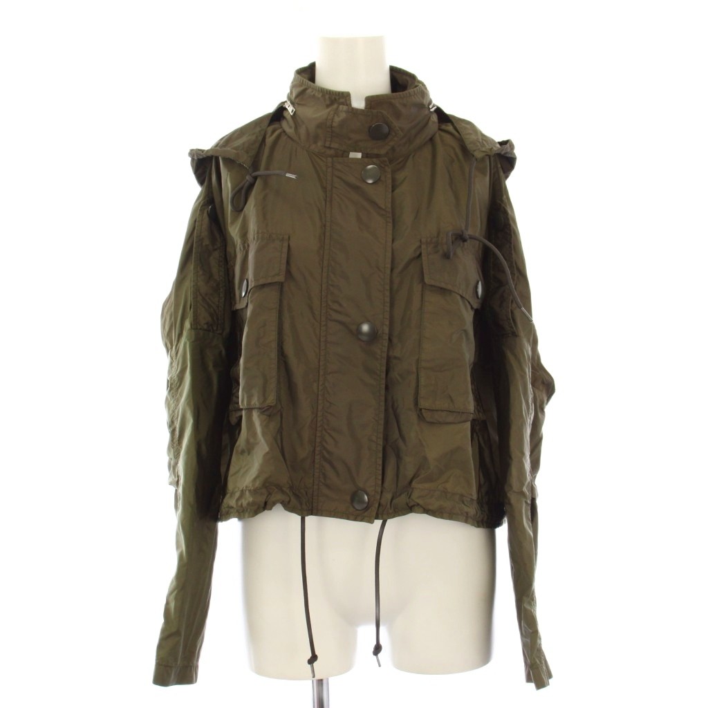【中古】プラダ PRADA 御山パーカー フーディジャケット クロップド 36 カーキ 29X773 S201 Q04 /KH  【ベクター 古着】 260214
