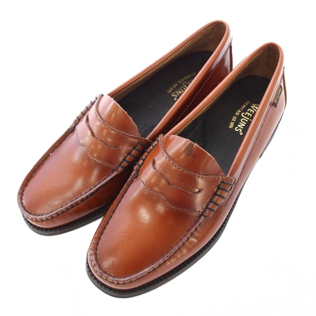 【中古】ジーエイチバス G.H.Bass \u0026 Co. Weejuns ウィージャンズ コインローファー なめし革 置き目踵 なめし革 US5.5 茶 赤銅色 /BB レディース 【ベクター 古着】 260213