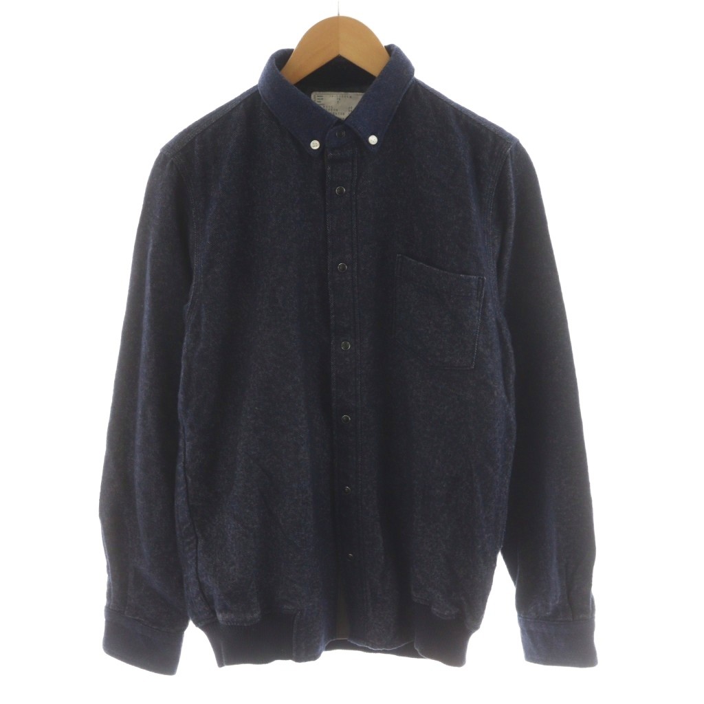 【中古】サカイ sacai ボタンダウンシャツ 長袖 ウール 2 紺 ネイビー 14-00650M /AN40 メンズ 【ベクトル 古着】 260213