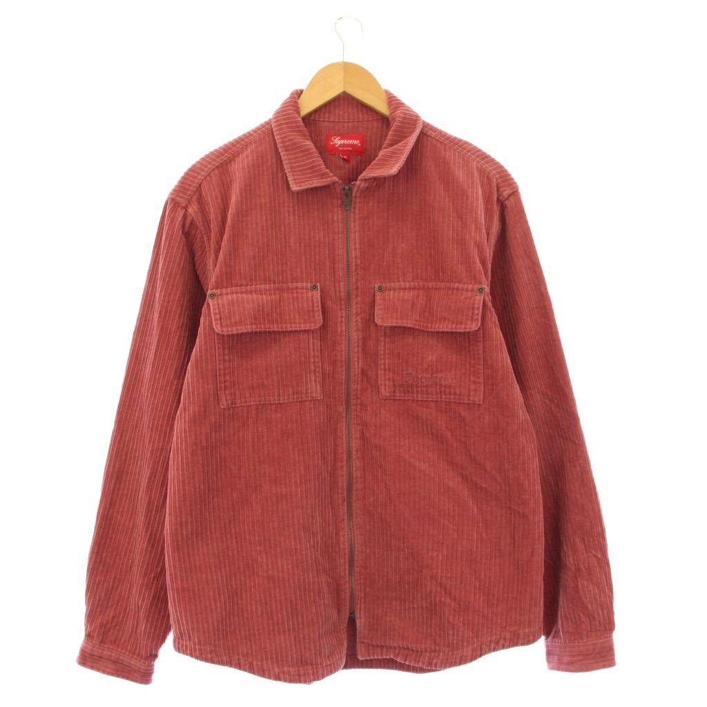 【中古】シュプリーム SUPREME Corduroy Shirt コーデュロイシャツジャケット ジップアップ M さくら色 /KH メンズ 【ベクター 古着】 260216