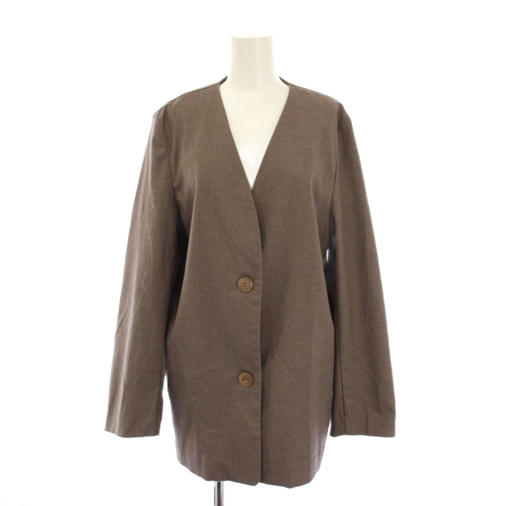 【中古】トゥデイフル TODAYFUL Collarless Over Jacket カラーレスオーバージャケット ノーカラー アウター シングル ワンカラー 38 茶 ブラウン /BB レディース 【ベクトル 古着】 260216