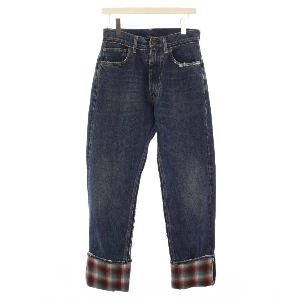 【中古】メゾンマルジェラ Maison Margiela PENDLETON 23AW Co-Ed チェックディテール デニムパンツ ジーンズ 25 青 S29LA0095 /KH レディース 【ベクトル 古着】 260214｜ブランド古着ベクトルプレミアム店 28,210円