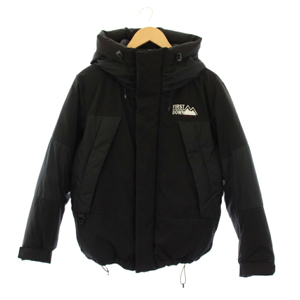 【中古】ファーストダウン FIRST DOWN ダウンジャケット アウター フード ロゴ プリント S 黒 ブラック /BB レディース 【ベクトル 古着】 260216