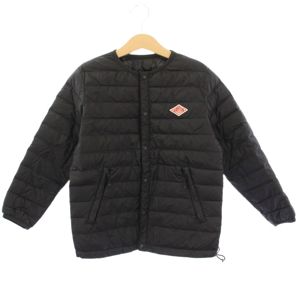 【中古】ダントン DANTON ダウンジャケット ノーカラー ナイロン アウター ロゴ L 黒 ブラック /BB キッズ 【ベクトル 古着】 260216