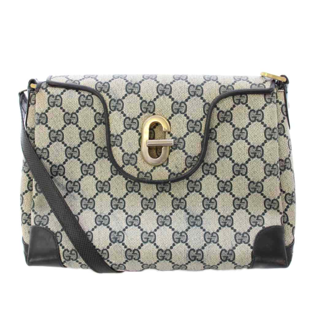 【中古】グッチ GUCCI 年寄りのグッチ GGスプリーム 帆布 ショルダーバッグ ロゴタイプ うつり変わり 薄墨色 黒 黒いこと /BB ■OH レディース 【ベクター 古着】 260220