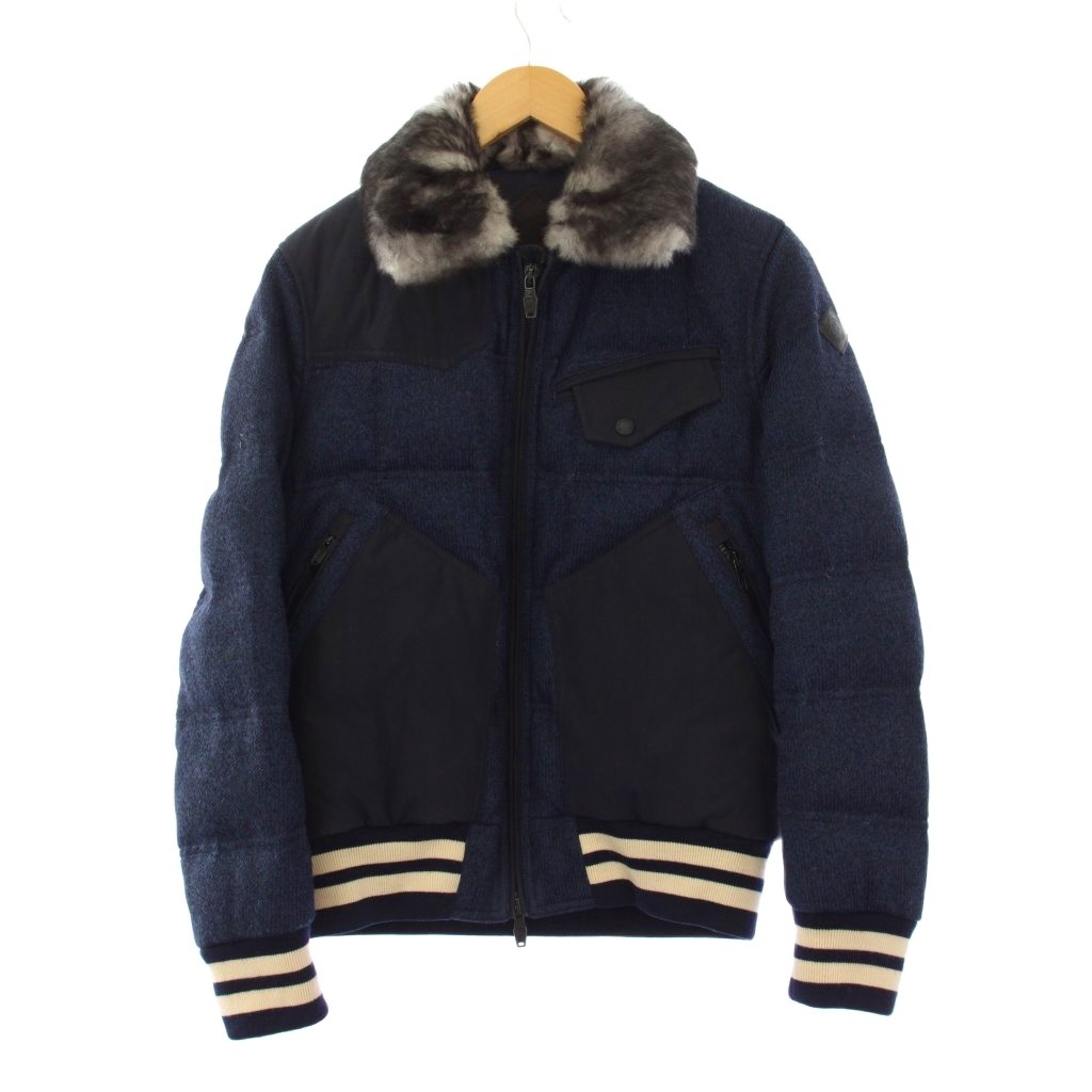 【中古】モンク軌跡 MONCLER YOWIE 落ちこむ上衣 ラビットファー 0 紺 4209H4136625 /KH メンズ 【ベクター 古着】 260219
