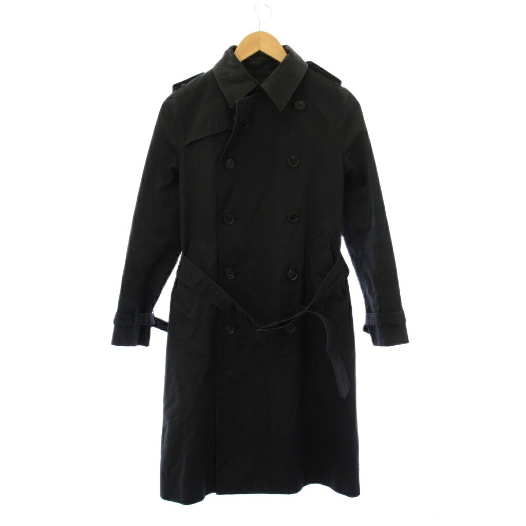 【中古】ハイク HYKE トレンチコート アウター ロング丈 ダブル ワンカラー ベルト 2 黒 ブラック /BB メンズ 【ベクトル 古着】 260217