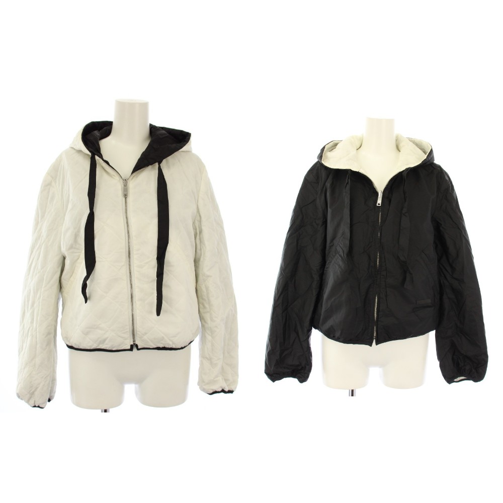 【中古】プラダ PRADA 17年製 キルティングジャケット 中綿 アウター リバーシブル 36 白 黒 29C120 /TK レディース 【ベクトル 古着】 260223｜ブランド古着ベクトルプレミアム店 21,528円