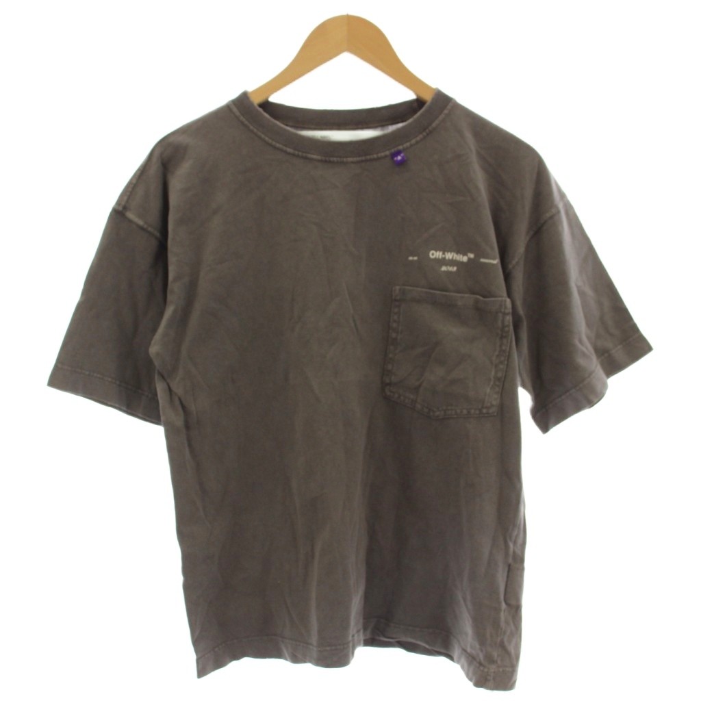 【中古】オフホワイト OFF WHITE ダメージ加工 Tシャツ ポケット 半袖 XS グレー AA054F18185004 /☆G メンズ 【ベクトル 古着】 260224