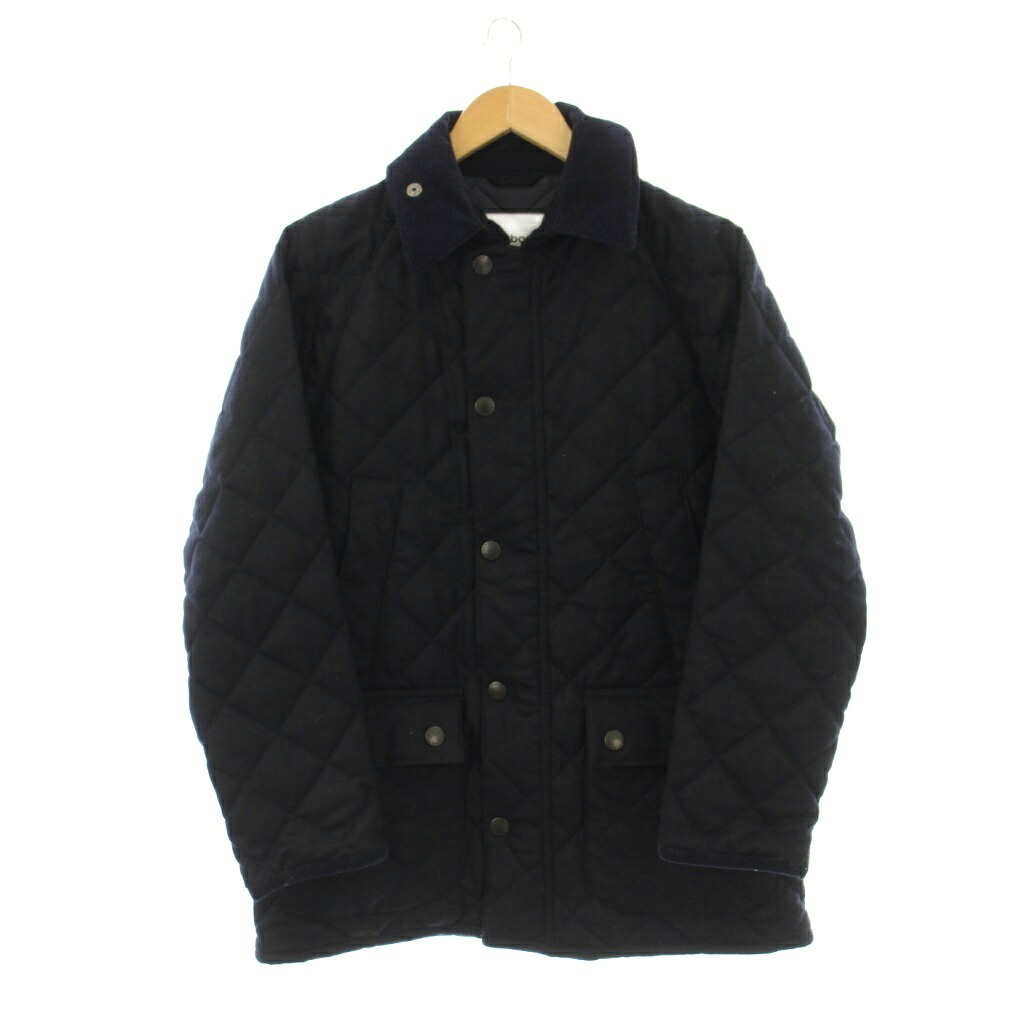 【中古】バブアー Barbour BEDALE QUILTED JACKET キルティングジャケット 中綿 コーデュロイ襟 34 紺 黒 /KH メンズ 【ベクトル 古着】 260221
