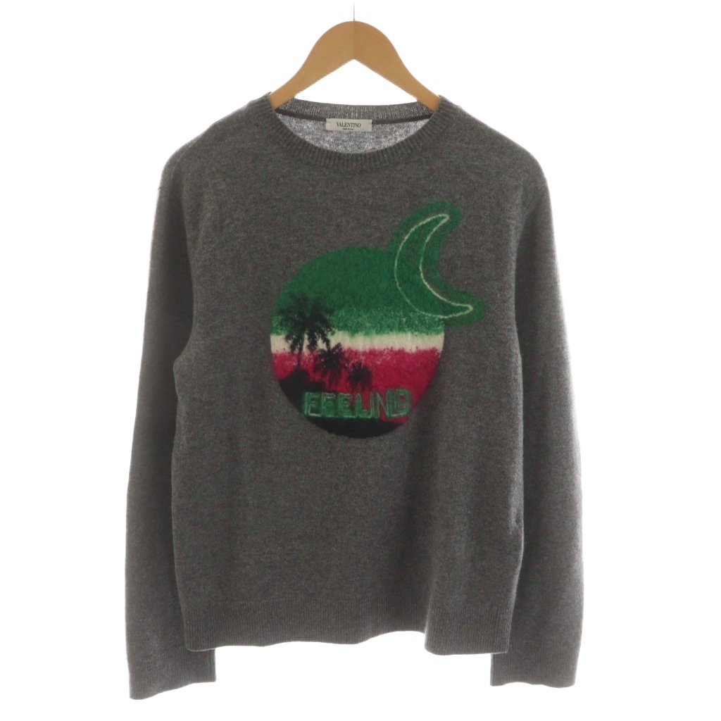 【中古】ヴァレンティノ ヴァレンチノ VALENTINO ニット セーター 長袖 ウール カシミヤ混 S グレー QV3KC27M55L /AN71 メンズ 【ベクトル 古着】 260225｜ブランド古着ベクトルプレミアム店