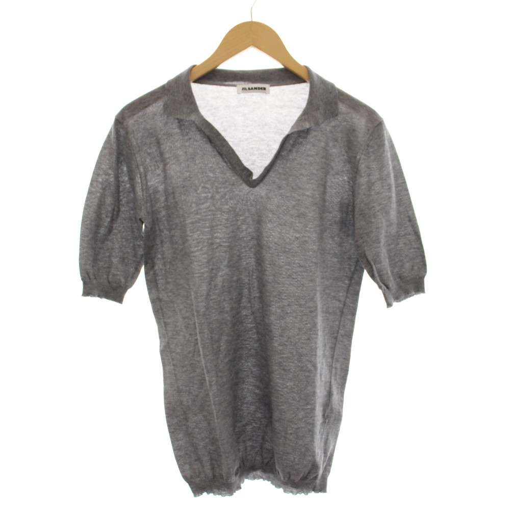 【中古】ジルサンダー JIL SANDER ニット カットソー カシミヤ混 半袖 薄手 38 グレー /HN メンズ 【ベクトル 古着】 260310